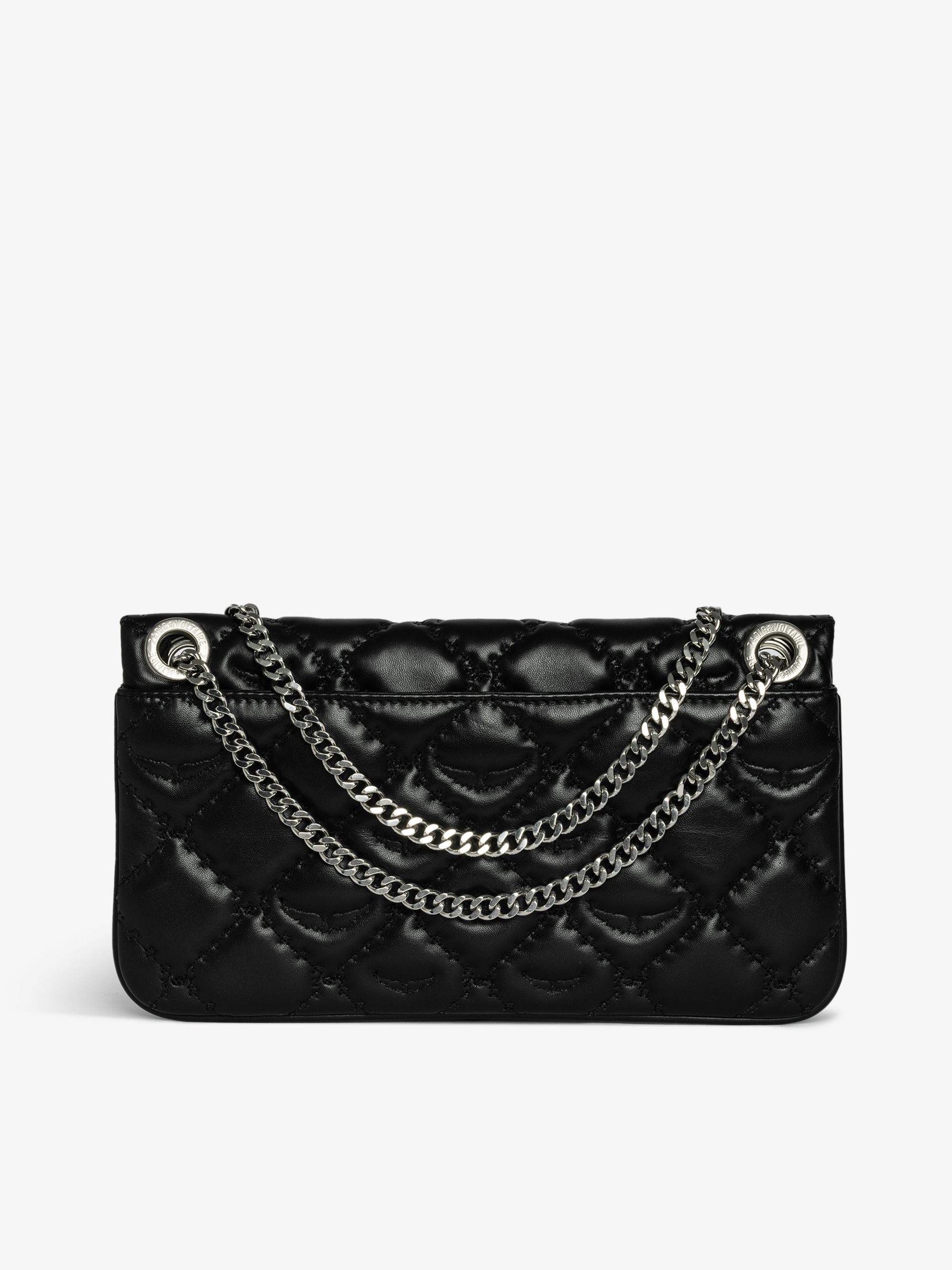 Rock II Quilted Monogram Clutch - Clutch in smooth quilted leather with adjustable metal chain and signature wings.